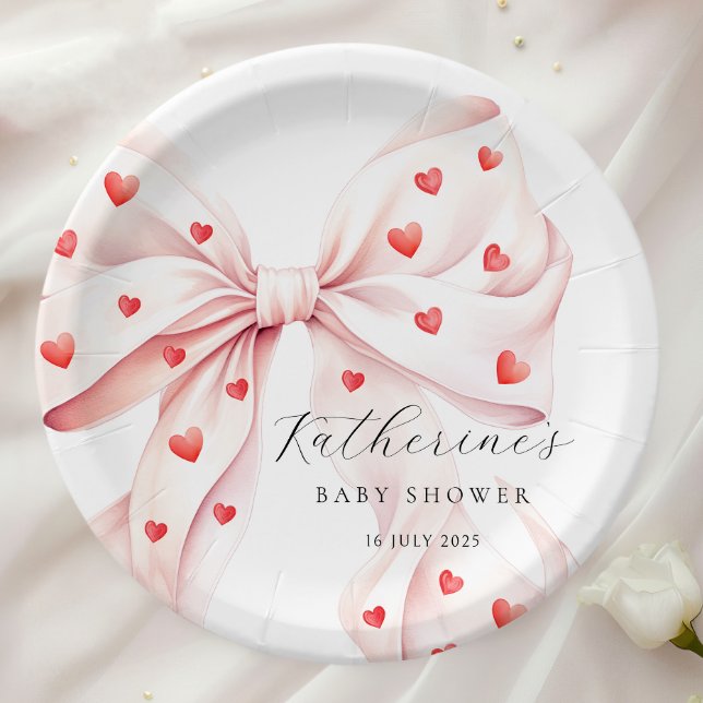 Little Sweetheart Pink Red Baby Bridal Shower Paper Plates (Creator Uploaded)