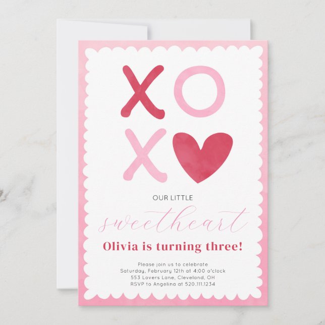 Little Sweetheart Pink Red Birthday Invitation (Front)