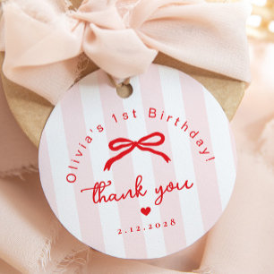 Little Sweetheart Pink Red Valentines 1st BIrthday Favor Tags