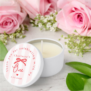 Little Sweetheart Pink Red Valentines 1st BIrthday Mini Candle Favors