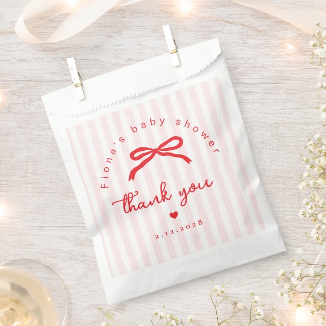 Little Sweetheart Pink Red Valentines Baby Shower Favor Bag (Clipped)