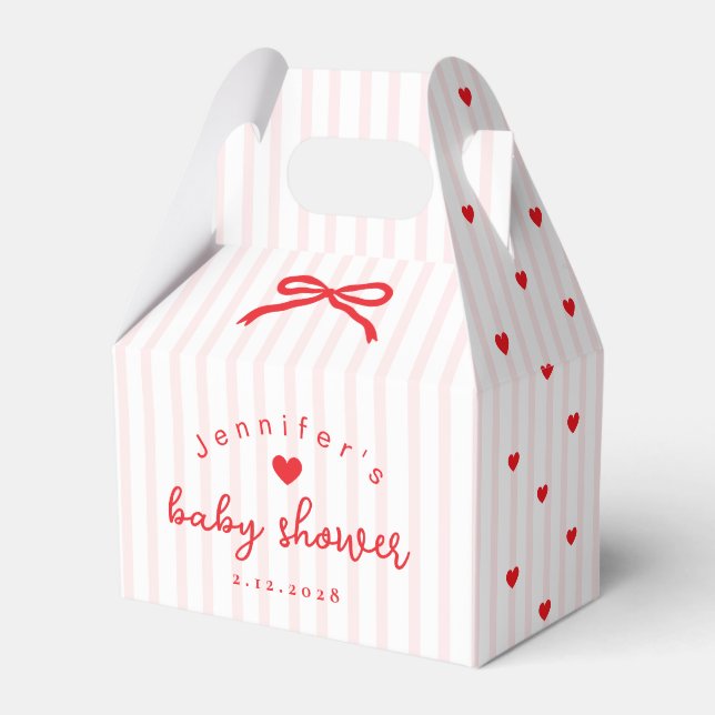 Little Sweetheart Pink Red Valentines Baby Shower Favor Boxes (Front Side)