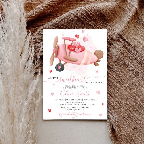 Little Sweetheart Pink Valentine Baby Shower Invitation