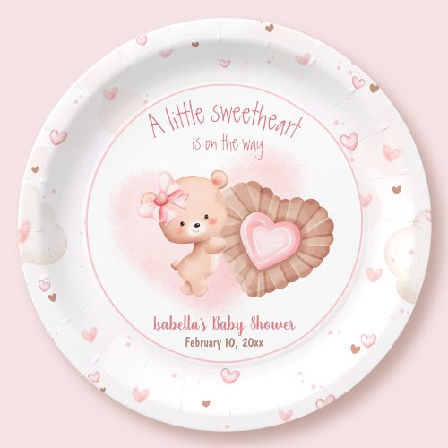 Little Sweetheart Pink Valentines Baby Shower Paper Plates