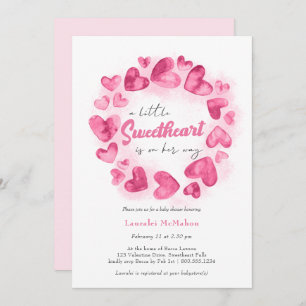Little Sweetheart Pink Valentines Girl Baby Shower Invitation