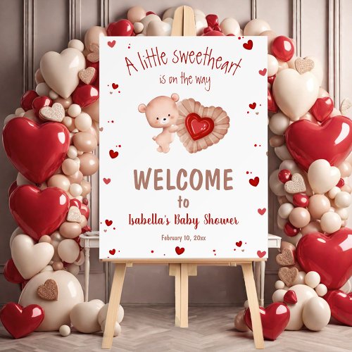 Little Sweetheart Red Baby Shower Welcome Foam Board