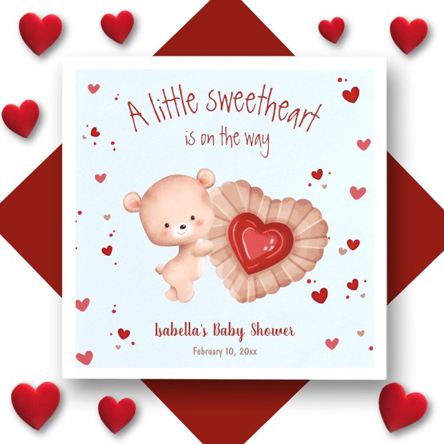 Little Sweetheart Red Blue Baby Shower Napkins  (Little Sweetheart Red Blue Baby Shower Napkins)