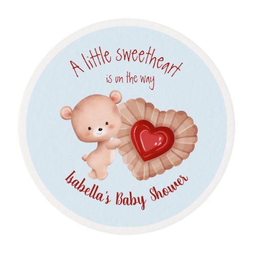 Little Sweetheart Red Blue Valentines Baby Shower Edible Frosting Rounds