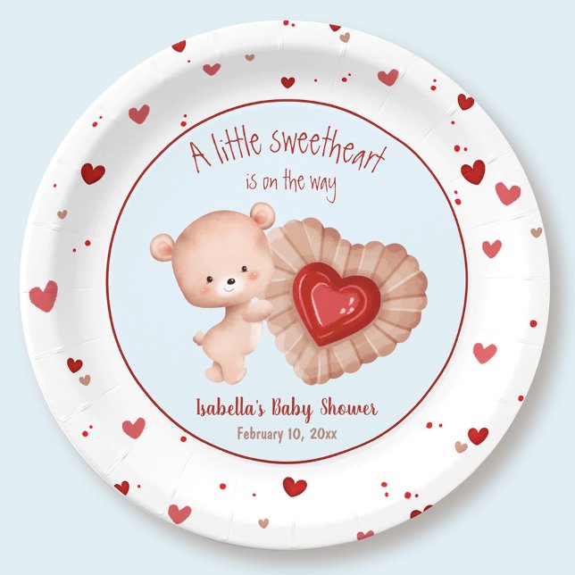 Little Sweetheart Red Blue Valentines Baby Shower Paper Plates (Little Sweetheart Red Blue Valentines Baby Shower Paper Plates)