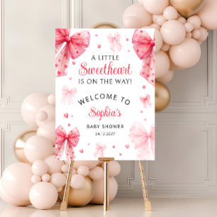 Little Sweetheart Red Bow Baby Shower Welcome Foam Board