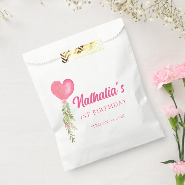 Little Sweetheart Red Heart Balloon Birthday  Favor Bag (Sealed)
