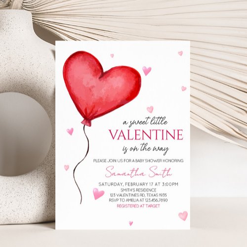 Little Sweetheart Red Valentine Baby Shower Invitation