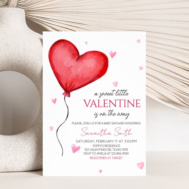 Little Sweetheart Red Valentine Baby Shower Invitation (Minimalist Little Sweetheart Baby Shower Invitation)