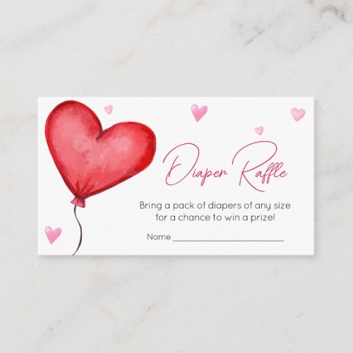 Little Sweetheart Red Valentine Diaper Raffle Enclosure Card