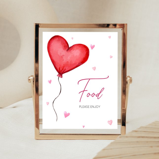 Little Sweetheart Red Valentine Food Poster (Minimalist Little Sweetheart Baby Shower Food Sign)