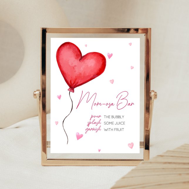Little Sweetheart Red Valentine Mom Osa Bar Poster (Minimalist Little Sweetheart Baby Shower Mom Osa Bar Sign)
