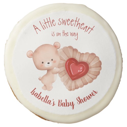 Little Sweetheart Red Valentines Bear Baby Shower Sugar Cookie