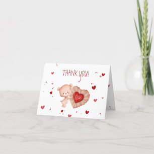 Little Sweetheart Red Valentines Boy Baby Shower Letterpress Thank You Card
