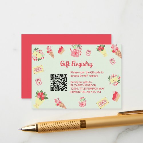 Little Sweetheart Registry QR Code Baby Shower Enclosure Card