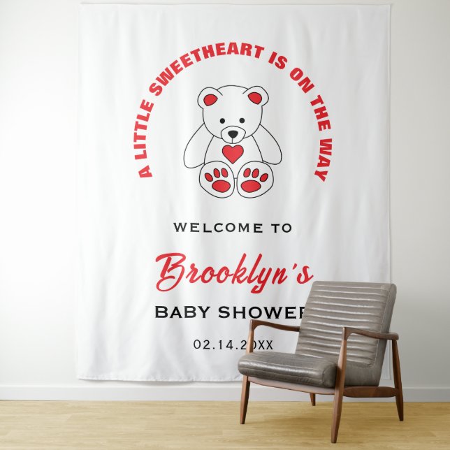 Little Sweetheart Teddy Bear Baby Shower Backdrop (In Situ)