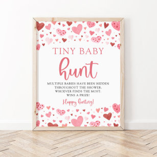 Little Sweetheart Tiny Baby Hunt Baby Shower Game Poster