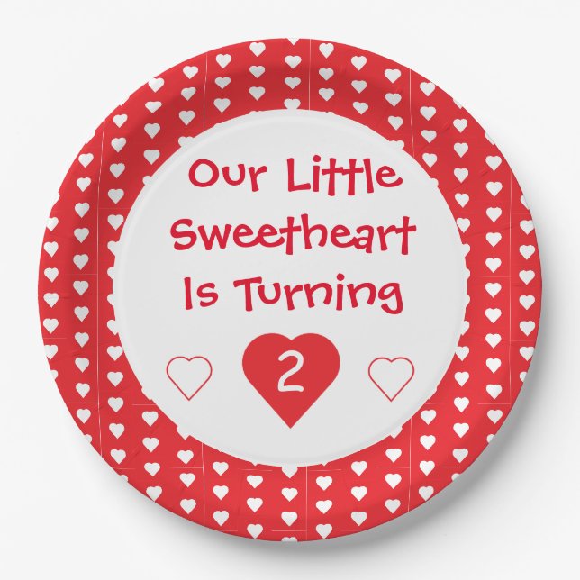 Little Sweetheart Toddler Birthday Paper Plates (Front)