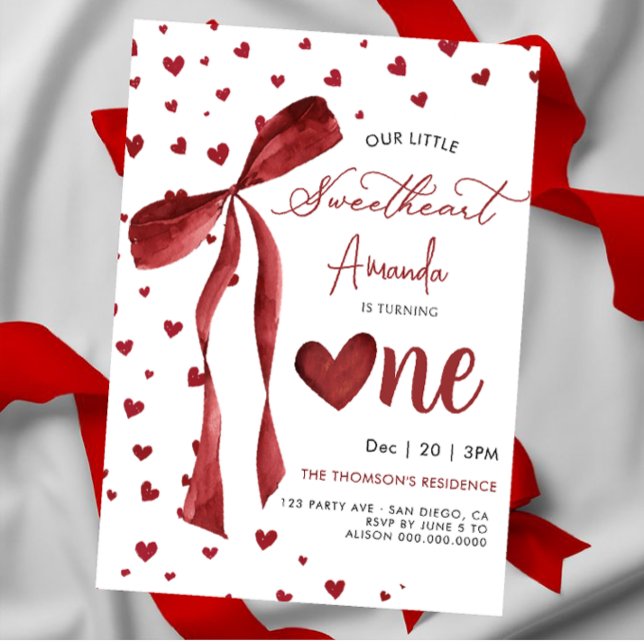 Little Sweetheart Valentine 1st birthday Invitation (Creator Uploaded)