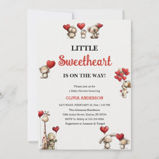 Little Sweetheart Valentine animals Baby Shower Invitation
