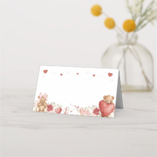 Little Sweetheart Valentine Baby Shower Folded Place Card