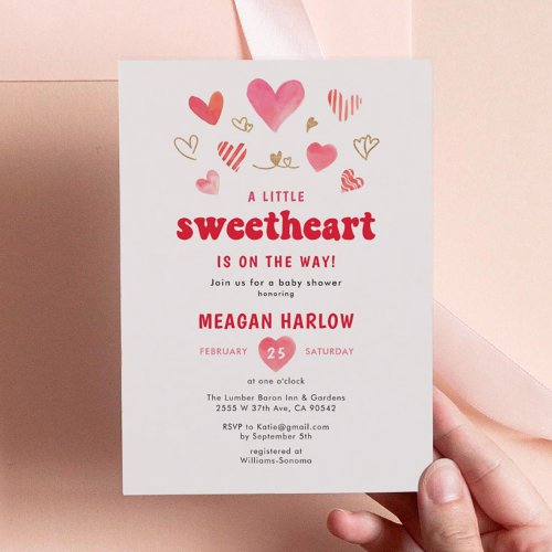 Little Sweetheart Valentine Baby Shower  Invitation