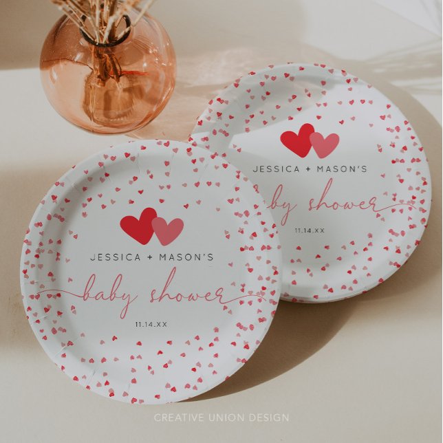 Little Sweetheart Valentine Baby Shower Paper Plates (little sweetheart baby shower)