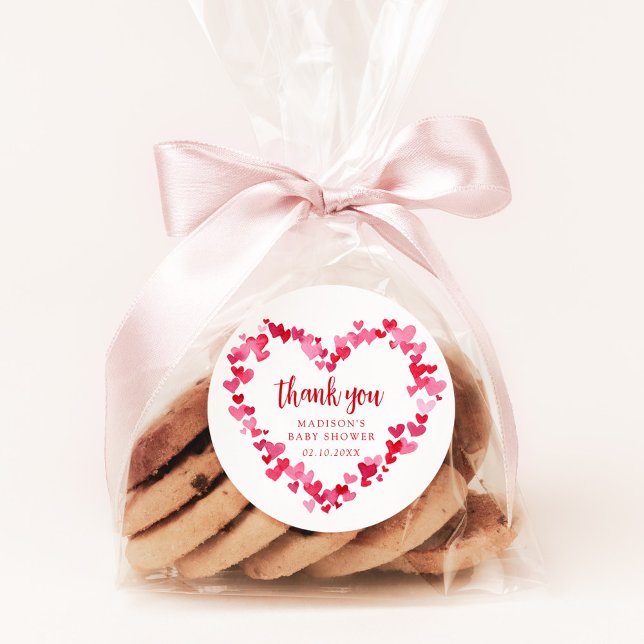 Little Sweetheart Valentine Baby Shower Thank You Classic Round Sticker (Creator Uploaded)