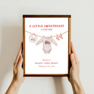 Little Sweetheart Valentine Boy Baby Shower Poster