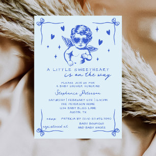 Little Sweetheart Valentine Cupid Boy Baby Shower Invitation
