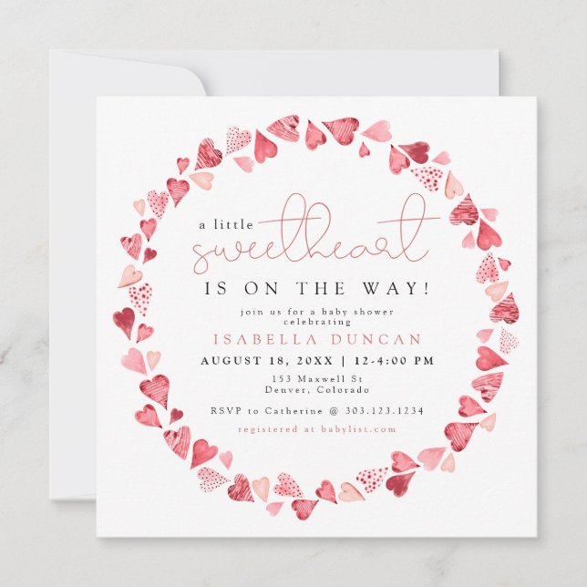 Little Sweetheart Valentine Day Baby Shower Invitation (Front)