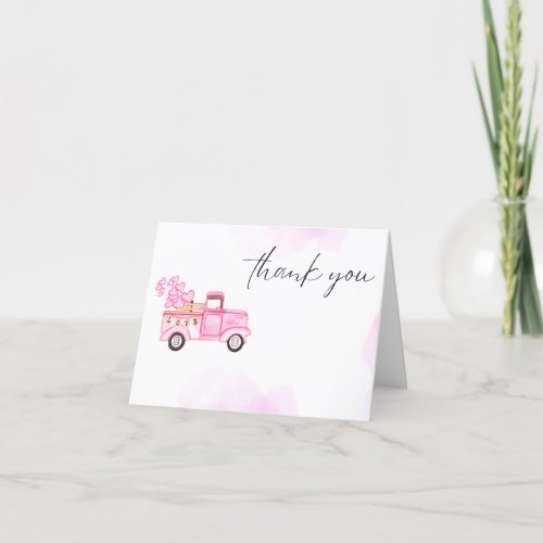 Little Sweetheart Valentine Day Baby Shower Pink Thank You Card