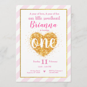 Little Sweetheart Valentine First Birthday Invite