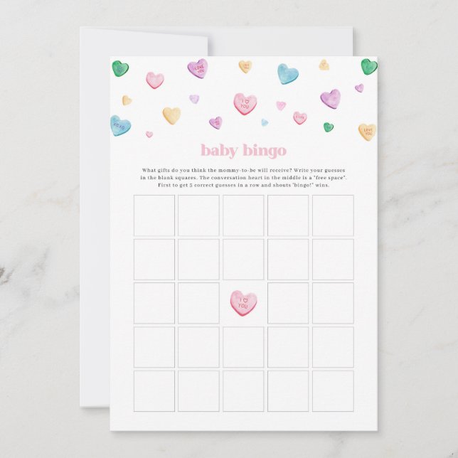 Little Sweetheart Valentine Heart Baby Bingo Game (Front)
