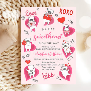 Little Sweetheart Valentine Puppy Baby Shower Invitation