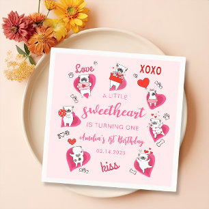 Little Sweetheart Valentine Puppy Birthday Napkin
