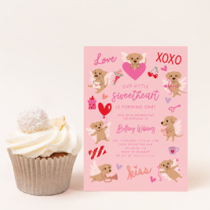 Little Sweetheart Valentine Puppy Birthday Party Invitation