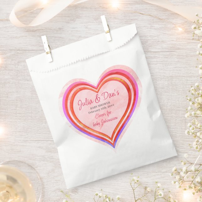 Little Sweetheart Valentine Watercolor Baby Shower Favor Bag (Clipped)
