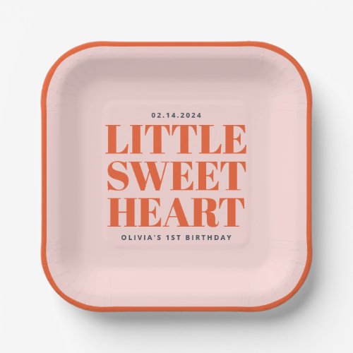 Little Sweetheart Valentines 1st Birthday Paper Plates