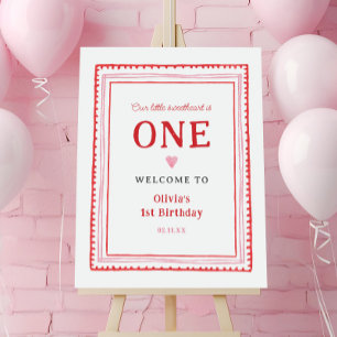Little Sweetheart Valentine's 1st Birthday Welcome Foam Board