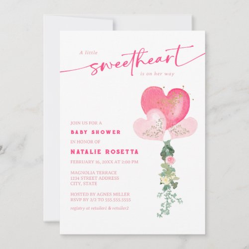 Little Sweetheart Valentines Baby Shower Invitation