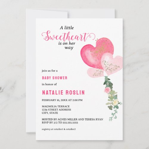 Little Sweetheart Valentines Baby Shower Invitation