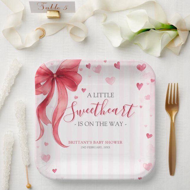 Little Sweetheart Valentines Baby Shower  Paper Plates (Wedding)