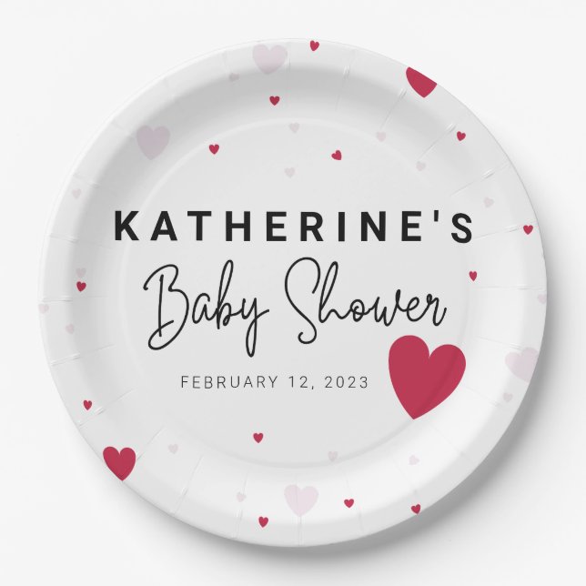 Little Sweetheart - Valentine's Baby Shower  Paper Plates (Front)