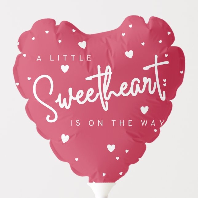 Little Sweetheart - Valentine's Baby Shower Red Balloon (Front)