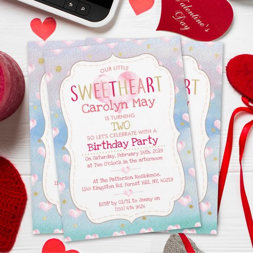 Little Sweetheart Valentines Birthday Invitation
